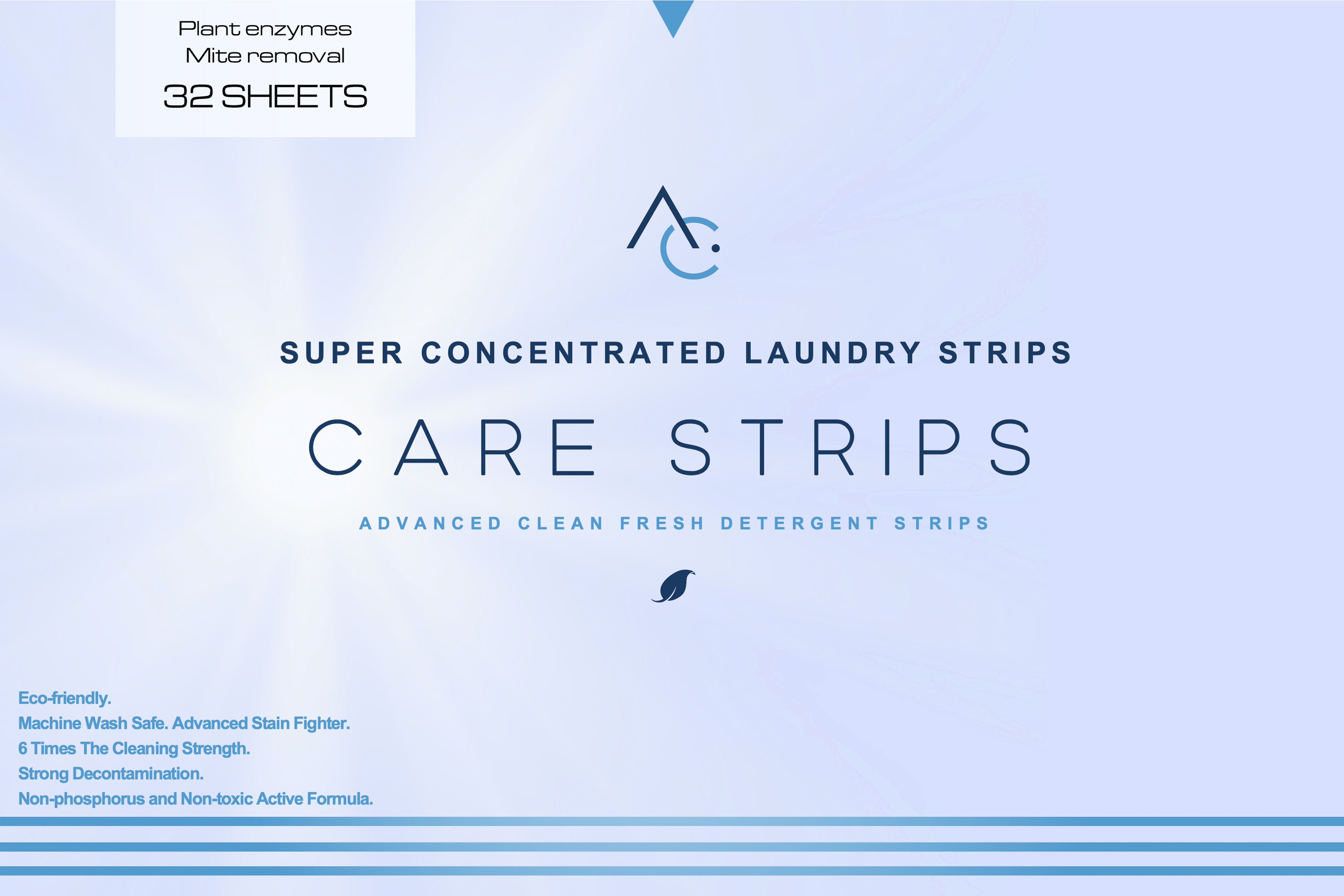 Laundry Care Strip concentrated detergent Pack- 32 Load  [2 Packs]